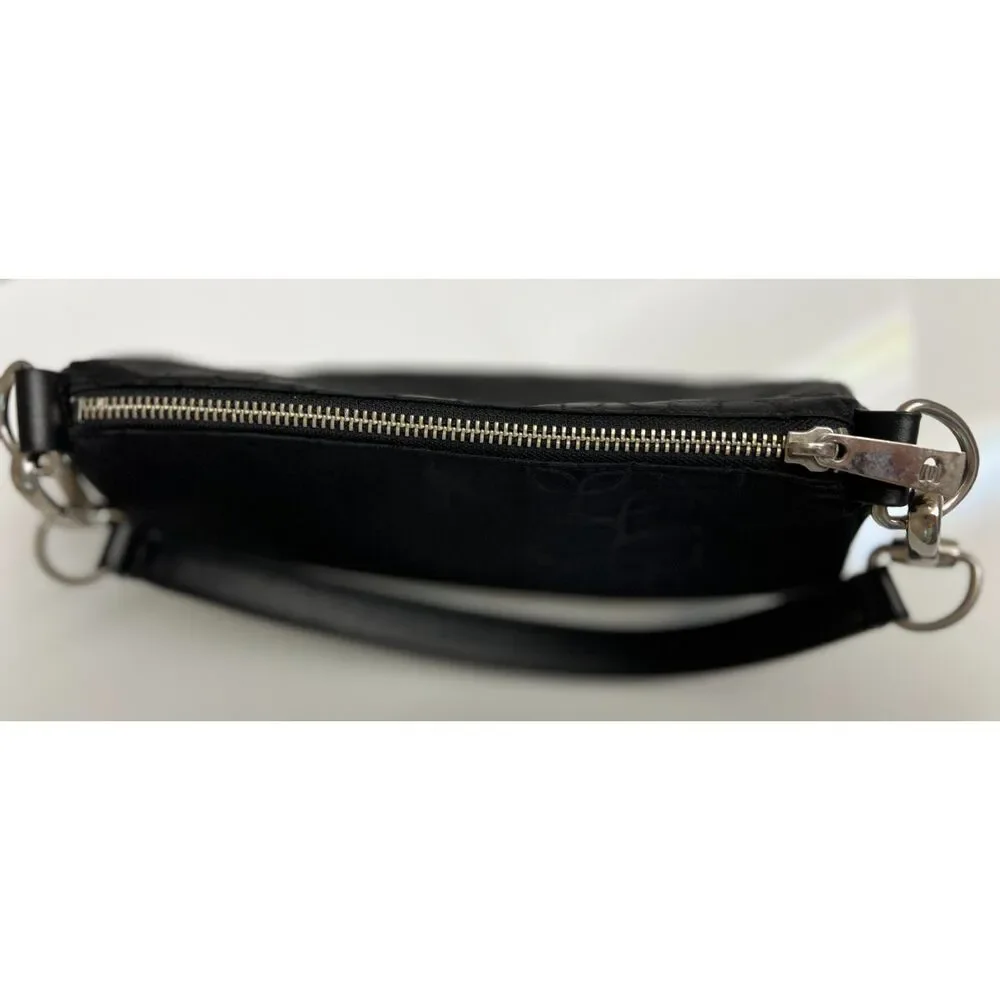 Express black nylon baguette with silver tone hardware